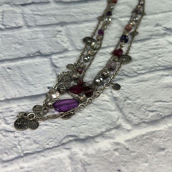 Premier Designs Passionista Antique Silver with Purple Beads Necklace - Picture 2 of 5